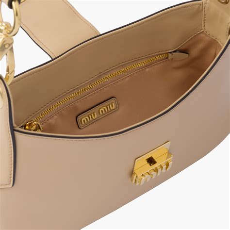 Sand Beige Leather Hobo Bag 